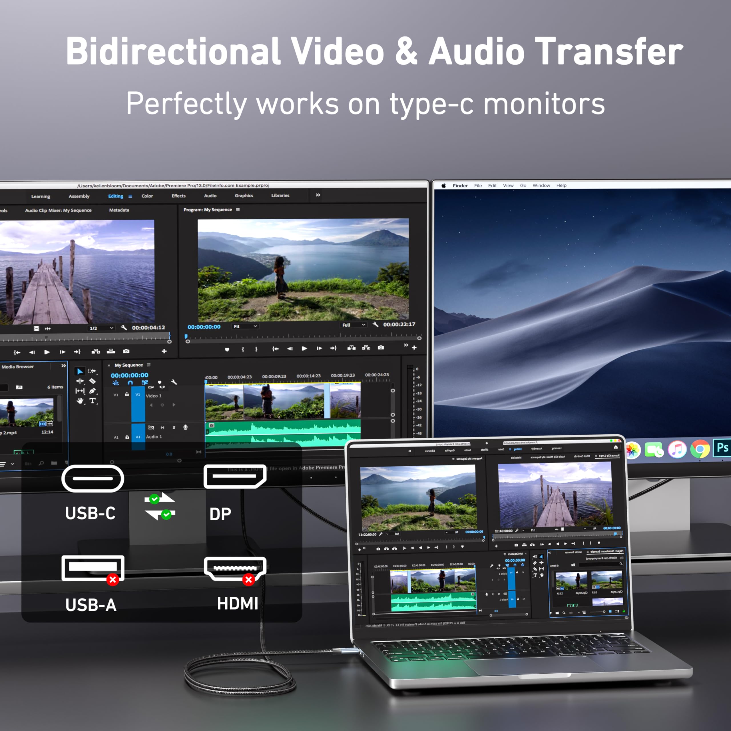 Amazon.co.jp: BENFEI 双方向 USB C to DisplayPort 1.4 ケーブル 8K